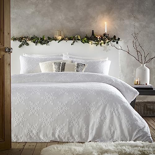 furn. Bettwäsche-Set für Einzelbett, Schneeflockenmuster, Weiß von furn.
