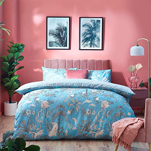 furn. Colony Palm Bettbezug-Set, Poolblau, King Size von furn.