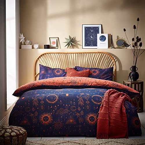 furn. Constellation Bettwäsche-Set für Doppelbett, Baumwolle, Polyester, Bronze/Marineblau, CONSTEL/D02/BNV von furn.