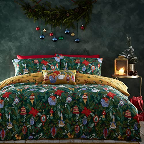 furn. Deck The Halls 2-teiliges Bettwäsche-Set für Einzelbett, Baumwolle, Polyester, Kieferngrün von furn.