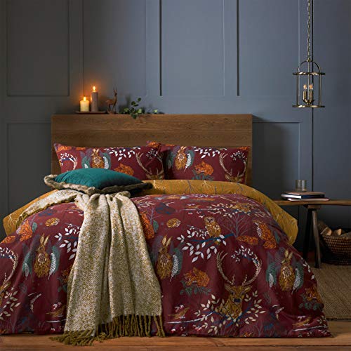 furn. Bettbezug-Set mit Waldfauna, Polycotton, Rust, King Size von furn.