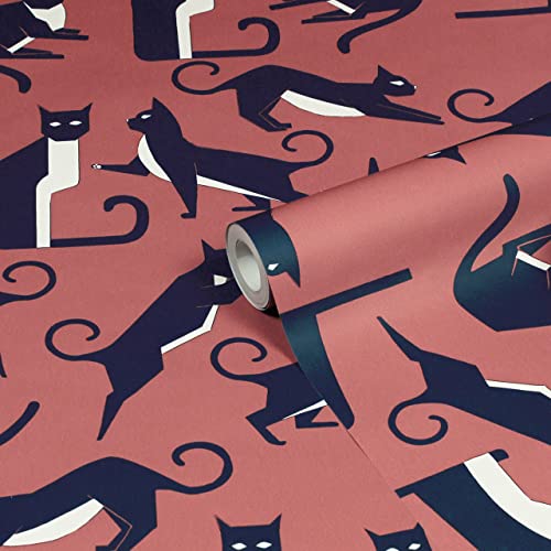 furn. Geo Cat Printed Wallpaper, Pink von furn.