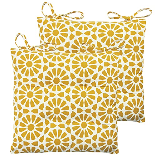 furn. Geometrische Mosaik-Polyester gefüllte Sitzpads (Pack von 2), Ocker, 43 x 43cm, 2 von furn.