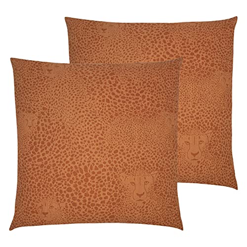 furn. Hidden Cheetah Twin Pack-Feder gefüllte Kissen, Baumwolle, Terrakotta, 50 x 50cm, 2 von furn.