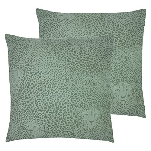 furn. Hidden Cheetah Twin Pack Polyester gefüllte Kissen, Baumwolle, Salbei, 50 x 50cm, 2 von furn.