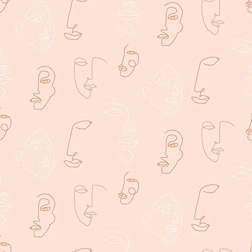 furn. Kindred Abstract Faces Printed Wallpaper, Blush Pink von furn.