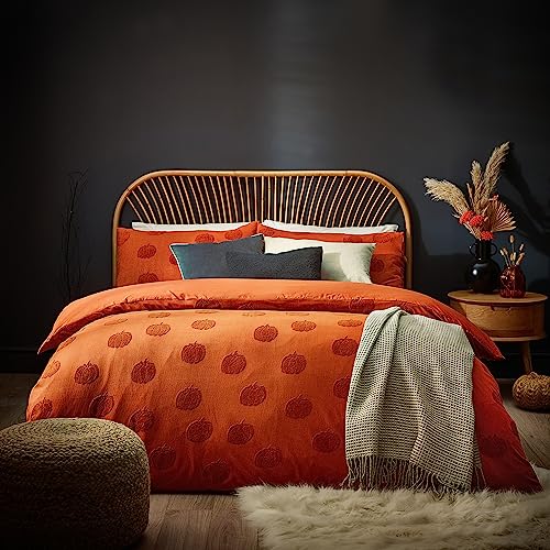 furn. Bettwäsche-Set für Einzelbett, Kürbismuster, Orange von furn.
