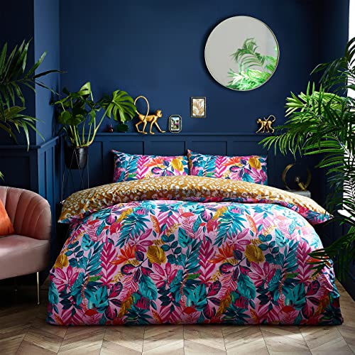 furn. Wende-Bettwäsche-Set mit psychedelischem Dschungeldruck, Rosa, Einzelbett von furn.