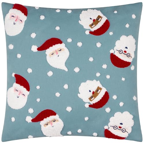 furn. Santas Federkissen – Festliches, weihnachtliches, getuftetes, strukturiertes Dekokissen mit Samtrückseite (Mehrfarbig – 45x45cm) von furn.