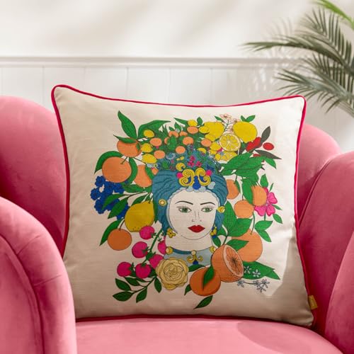 furn. Taormina Kissen mit Blumenmuster, gefüllt, mit Federn von furn.