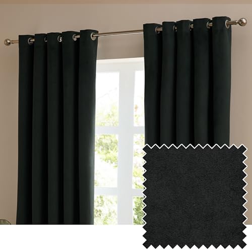 furn. The Ultimate Velvet Ösen Verdunkelungs vorhänge Paar – weiche stilvolle Stromausfall lorhänge aus mattem Samt (Schwarz – 229x137cm) von furn.