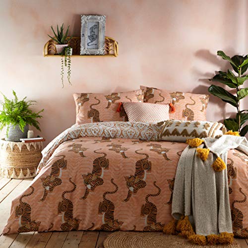 furn. Tibetische Tiger Bezug und Kissen Set, Koralle, Super King von furn.