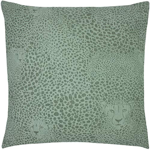 furn. Versteckte Cheetah Feder gefülltes Kissen, Baumwolle, Salbei, 50 x 50cm von furn.