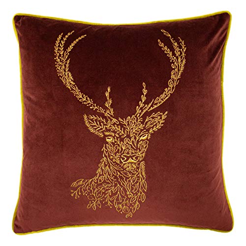 furn. Wald Fauna Stag Kissenbezug, Samt, Burgund, 50 x 50cm von furn.