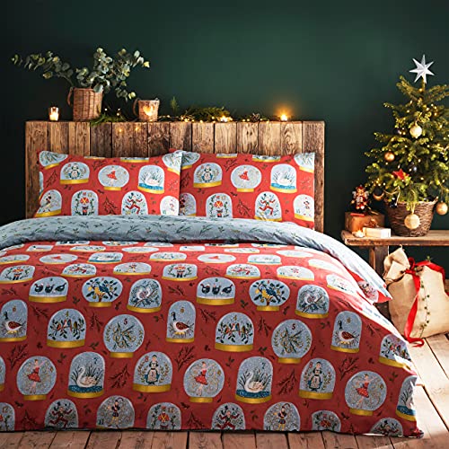 furn. Zwölf Tage Weihnachten King Duvet Cover Set, rot, König von furn.