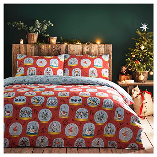 furn. Zwölf Tage Weihnachten einzelne Bettdecke, rot, Polybaumwolle, Single von furn.