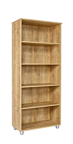 furni24 Aktenschrank mit Fächern – Holzschrank fürs Büro und Homeoffice, mit 4 verstellbaren Regalbrettern, Ordnerregal Bücherschrank – Saphir-Eiche, 190x80x40 cm von furni24