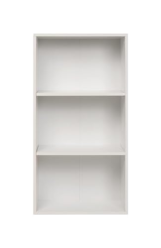 furni24 Breites Bücherregal mit 3 Fächern, Holzregal, Würfelregal, Aufbewahrungsregal, weiß, 60x31x115h von furni24