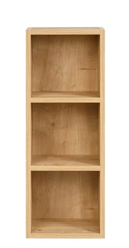 furni24 Bücherregal mit 3 Fächern, Holzregal, Würfelregal, Aufbewahrungsregal, Saphir Eiche, 30x24x80h von furni24