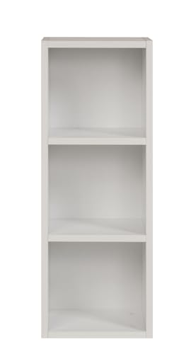 furni24 Bücherregal mit 3 Fächern, Holzregal, Würfelregal, Aufbewahrungsregal, weiß, 30x24x80h von furni24