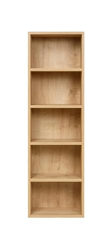 furni24 Bücherregal mit 5 Fächern, Holzregal, Würfelregal, Aufbewahrungsregal, Saphir Eiche, 40x24x132h von furni24