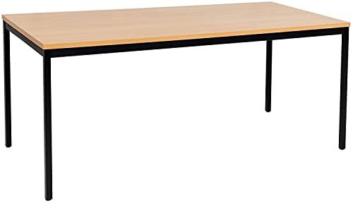 Furni24 Schreibtisch-Stahl 200x100x75cm, Buche, TÜV/GS-Einfache Montage, Arbeitstisch, Bürotisch, Küchentisch, Esstisch, Druckertisch Büro-Möbel Arbeitszimmer Computertisch Gaming-Tisch Mehrzwecktisch von furni24