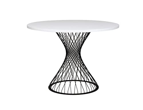 furni24 Quadrat Holztisch mit Metallbeinen, Esstisch, Tisch mit Drahtbeinen, Esszimmer, Küchentisch, Restauranttisch, weiß, 59x59cm (105x75.5cm) von furni24