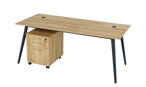 furni24 Schreibtisch, modernes Design, für Jugendzimmer Büro, große Arbeitsfläche, Shift 4 Fuß, HBT: 160 x 80 x 75 cm, Eiche von furni24