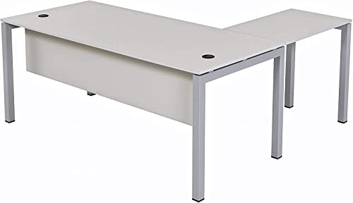 furni24 Schreibtisch Tetra 180 cm grau Winkelschreibtisch Homeoffice Seminartisch Anbautisch rechts o. Links montierbar von furni24