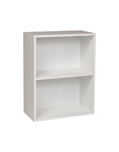 furni24 Breites Bücherregal mit 2 Fächern, Holzregal, Würfelregal, Aufbewahrungsregal, weiß, 60x31x77h von furni24