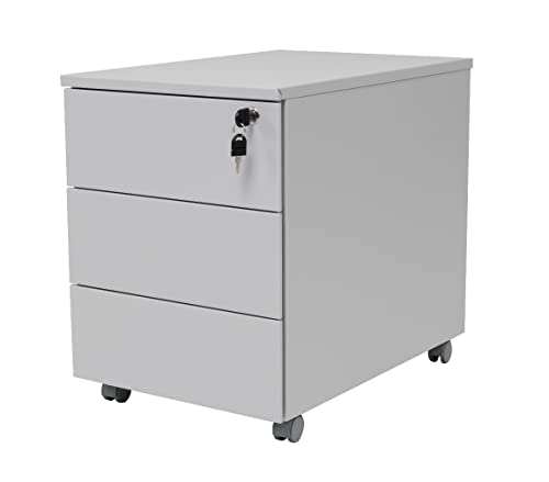 furni24 Rollcontainer Schreibtischcontainer 3 Schübe Farbe grau RAL 7035 pulverbeschichtet von furni24