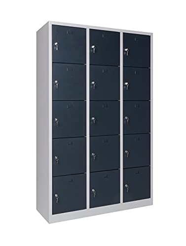 furni24 Schließfachschrank Schließfach Wertfachschrank Personalschrank Wertfach Spind 190 cm x 120 cm x 45 cm anthrazitgrau RAL 7016 **fertig montiert** Verschiedene Ausführungen von furni24
