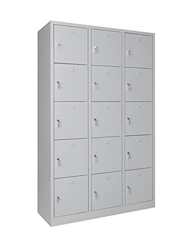 furni24 Schließfachschrank Schließfach Wertfachschrank Personalschrank Wertfach Spind 190 cm x 120 cm x 45 cm grau RAL 7035 **fertig montiert** Verschiedene Ausführungen von furni24