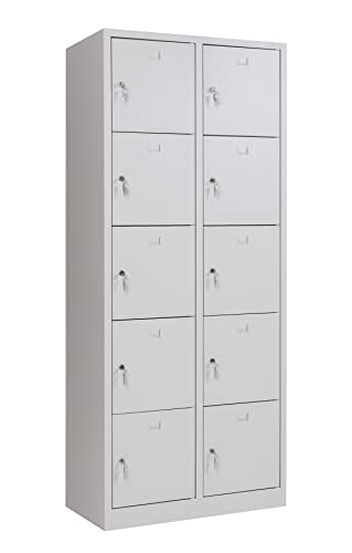 furni24 Schließfachschrank Schließfach Wertfachschrank Personalschrank Wertfach Spind 190 cm x 80 cm x 45 cm grau RAL 7035 **fertig montiert** Verschiedene Ausführungen von furni24
