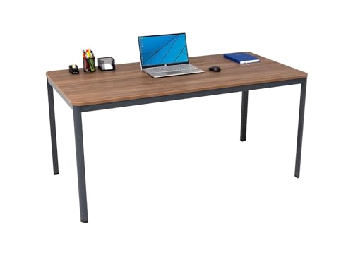 furni24 Schreibtisch D-Profil Nova 200x80x75cm, Nussbaum, Einfache Montage, Arbeitstisch, Bürotisch, Küchentisch, Esstisch, Druckertisch Büro-Möbel Computertisch Gaming-Tisch Mehrzwecktisch von furni24