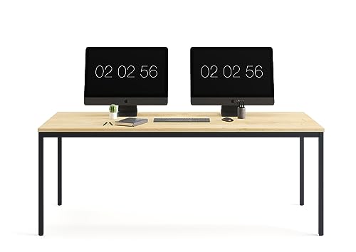 furni24 Schreibtisch-Stahl 160x80x75cm, Eiche, TÜV/GS-Einfache Montage, Arbeitstisch, Bürotisch, Küchentisch, Esstisch, Druckertisch Büro-Möbel Arbeitszimmer Computertisch Gaming-Tisch Mehrzwecktisch von furni24