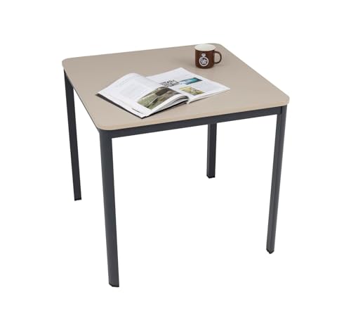 furni24 Schreibtisch D-Profil Nova 80x80x75cm, Sandfarbe, Einfache Montage, Arbeitstisch, Bürotisch, Küchentisch, Esstisch, Druckertisch Büro-Möbel Computertisch Gaming-Tisch Mehrzwecktisch von furni24