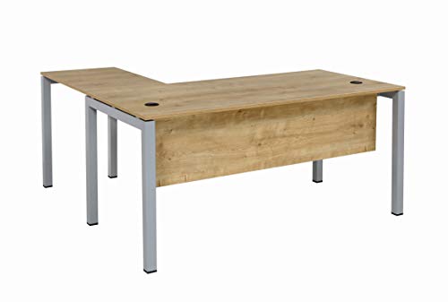 furni24 Schreibtisch Tetra 160 cm Eiche Winkelschreibtisch Homeoffice Seminartisch Anbautisch rechts o. Links montierbar von furni24