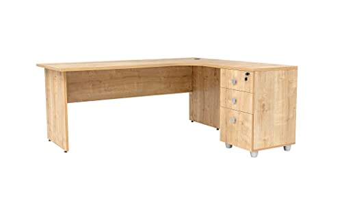 furni24 Schreibtisch Winkelschreibtisch, Eckschreibtisch, Moderner Bürotisch Computertisch mit großer Arbeitsfläche, Holzbeinen, Bürotisch,PC Tisch, Dona Eiche inkl.Beistellcontainer rechts gewinkelt furni24 Schreibtisch Winkelschreibtisch, Eckschreibtisch, Moderner Bürotisch Computertisch mit großer Arbeitsfläche, Holzbeinen, Bürotisch,PC Tisch, Dona Eiche inkl.Beistellcontainer rechts gewinkelt von furni24