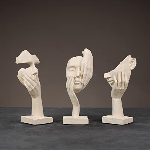 furni24 Wohnaccessoires Deko, Handgefertigt, ekoartikel, Skulpturen,Statuen (Minimalistische Dreifach skulptur/Beige) von furni24