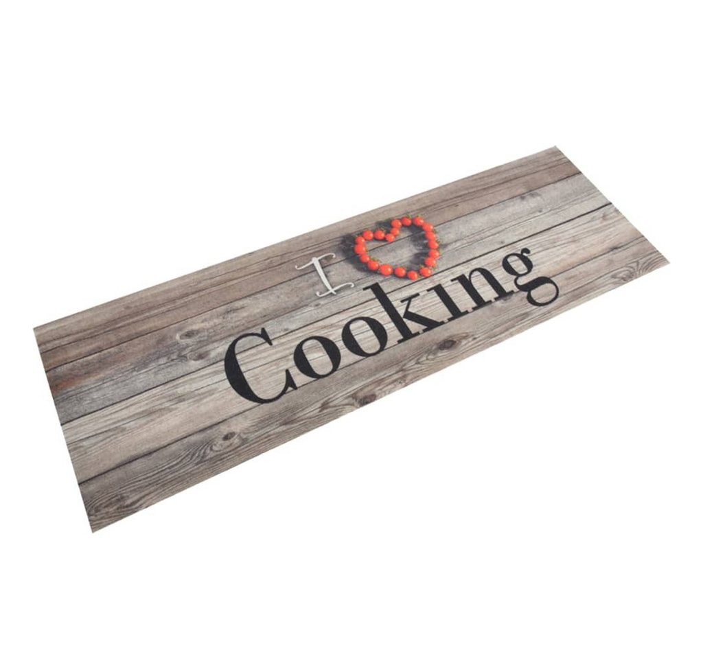 Fußmatte Küchenteppich Waschbar Cooking Grau 60x180 cm Samt, furnicato, Rechteckig von furnicato