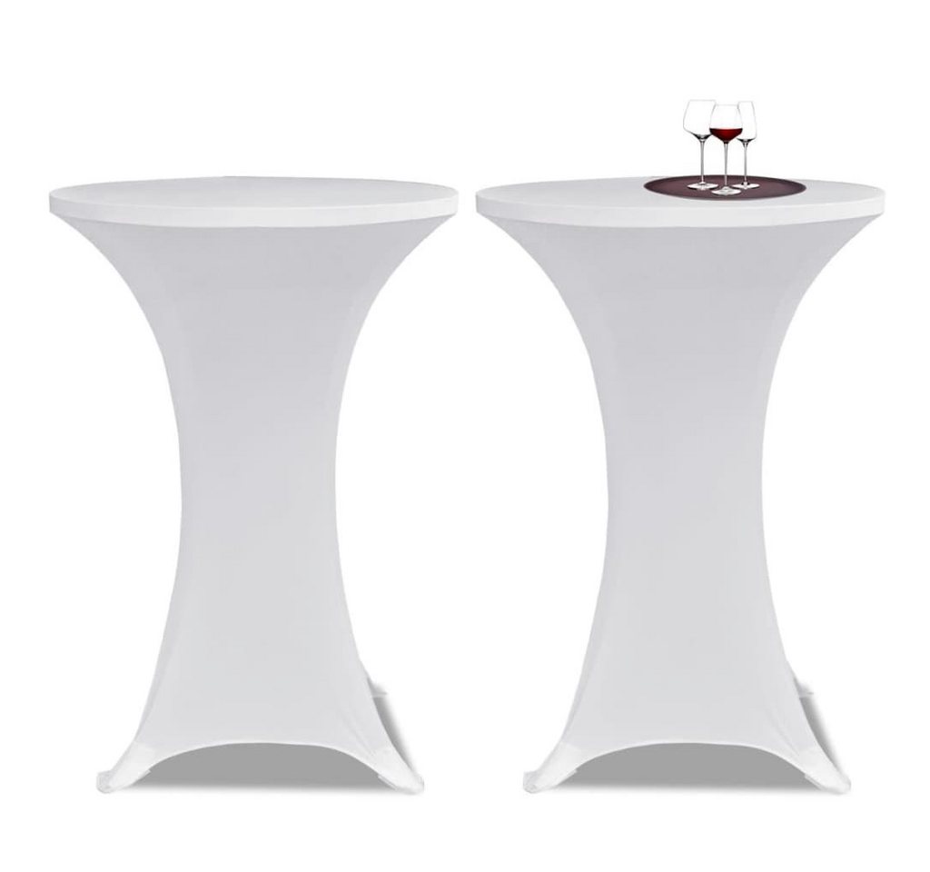Hussen-Set 2 x Tischhusse für Stehtisch Stretchhusse Ø60 cm weiß, furnicato von furnicato