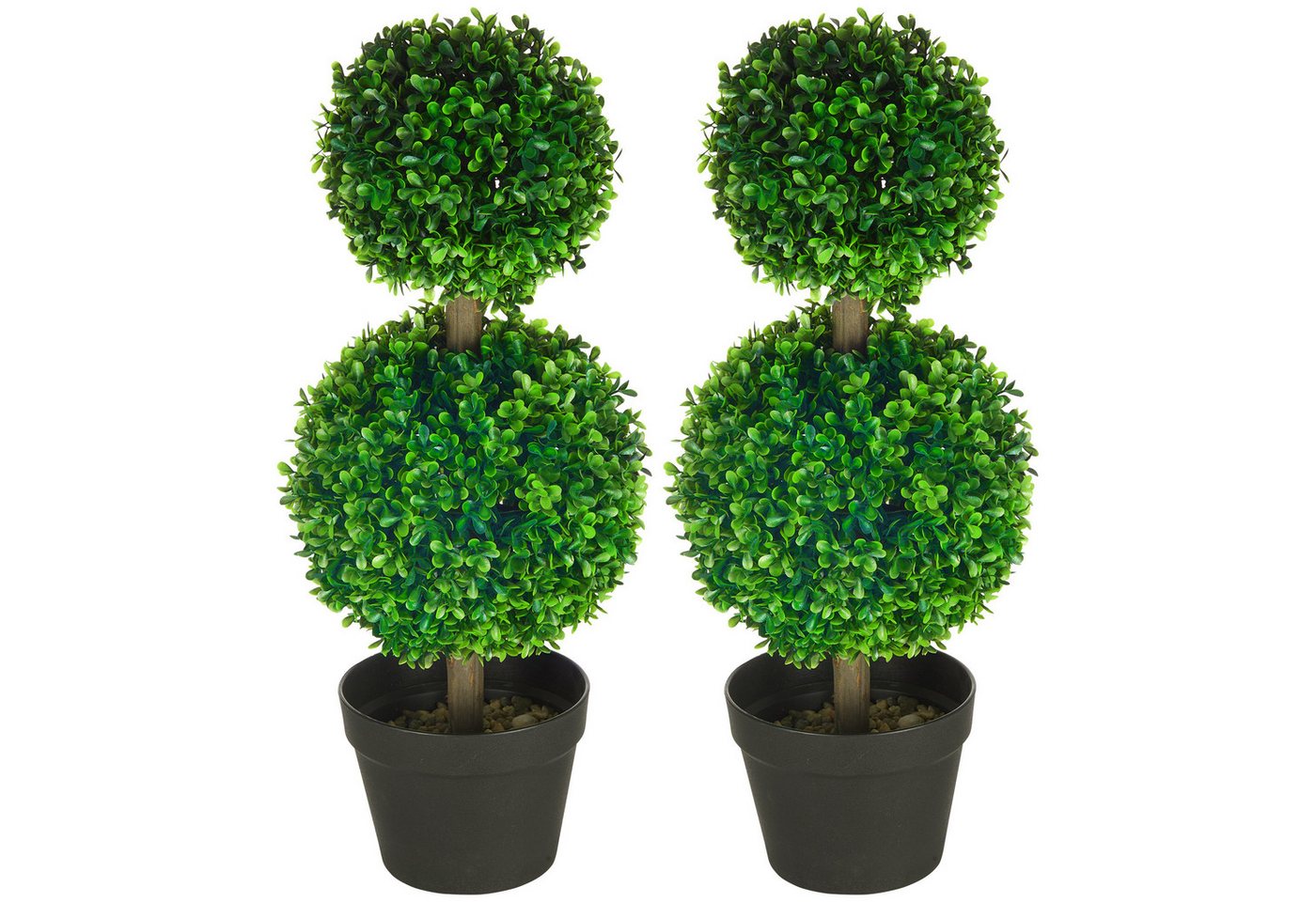 Kunstpflanze 2er-Set Künstlicher Buchsbaum, 17x17x60 cm, Grün Braun, furnicato, Höhe 60 cm von furnicato