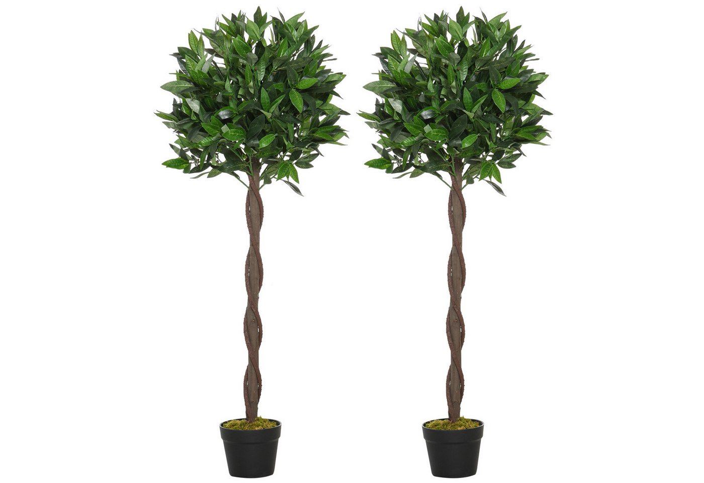 Kunstpflanze 2er-Set Künstlicher Lorbeerbaum, 120 cm, Grün, furnicato, Höhe 120 cm von furnicato