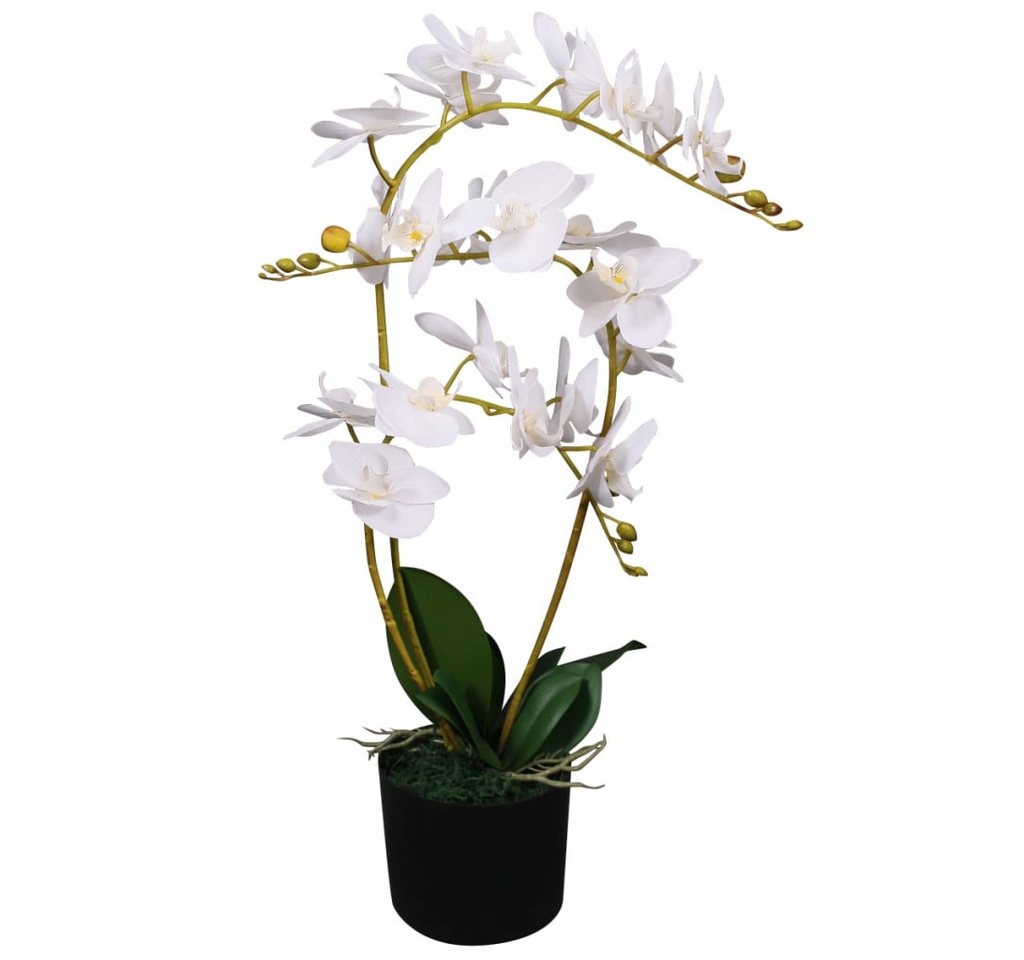 Kunstpflanze Künstliche Orchidee mit Topf 65 cm Weiß, furnicato, Höhe 65 cm von furnicato