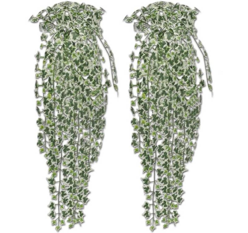 Kunstpflanze Künstlicher Efeu grün-weiß 90 cm 2 Stück, furnicato, Höhe 90 cm von furnicato