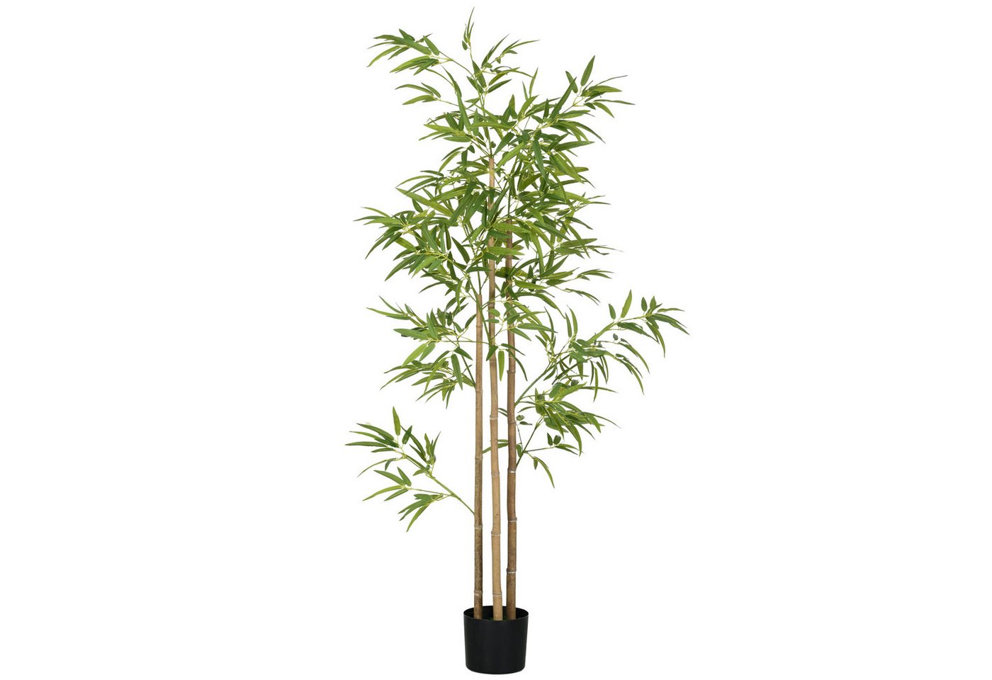 Kunstpflanze Bambus 180 cm, 3 Stämme, 830 Blätter, furnicato, Höhe 180 cm von furnicato