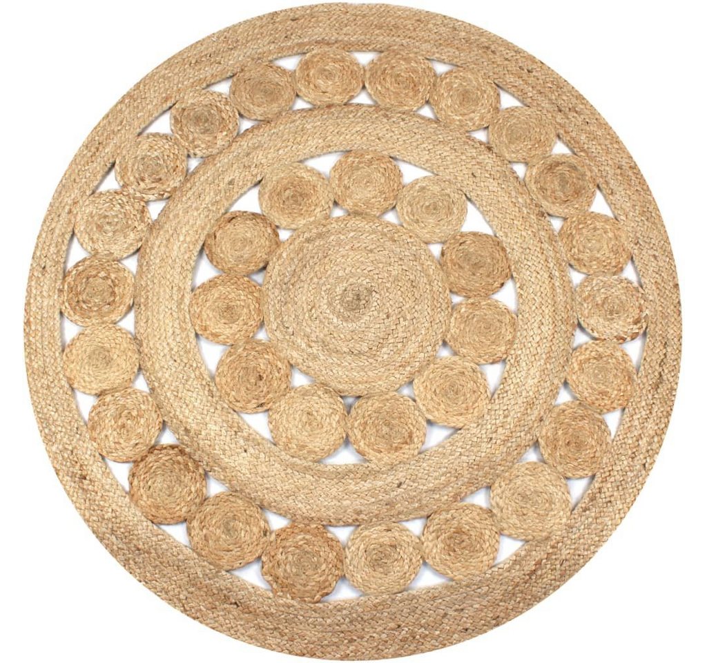 Teppich Flechtmuster Jute 120 cm Rund, furnicato, Runde von furnicato