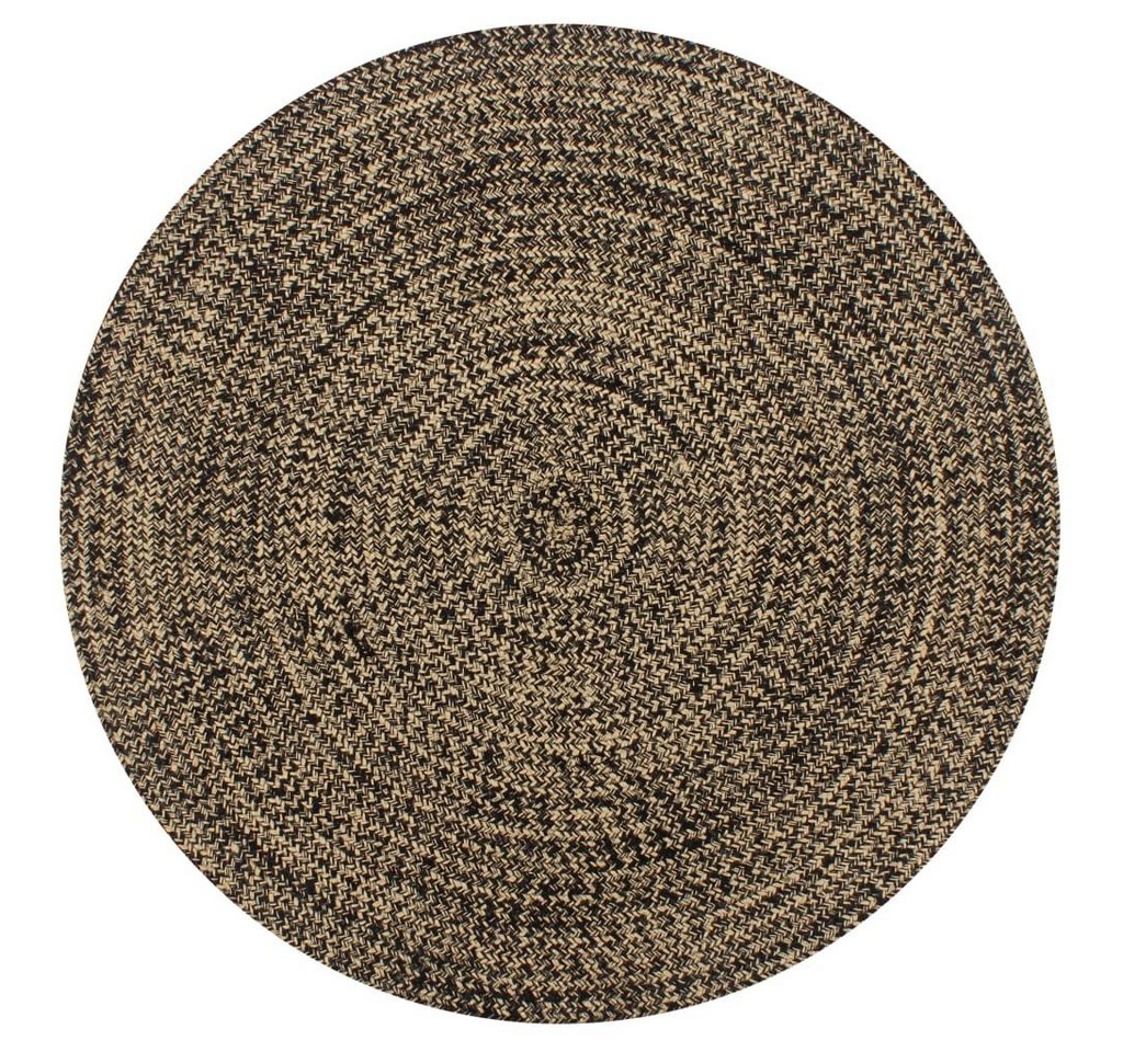 Teppich Handgefertigt Jute Schwarz und Natur 150 cm, furnicato, Runde von furnicato
