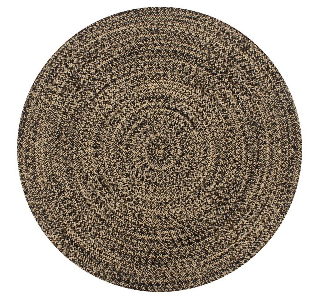 Teppich Handgefertigt Jute Schwarz und Natur 90 cm, furnicato, Runde von furnicato